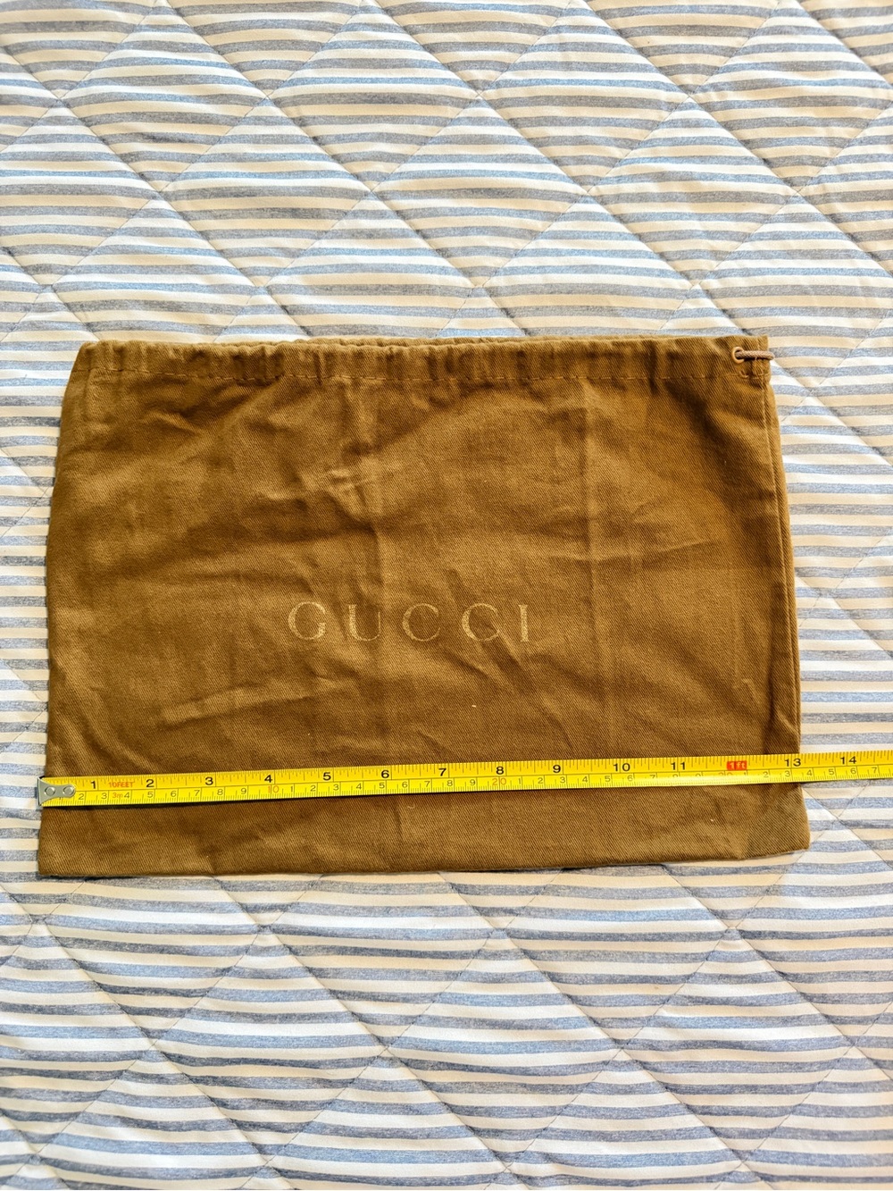 Gucci Brown Dust Bag with Gold Logo 13W x 9L inches